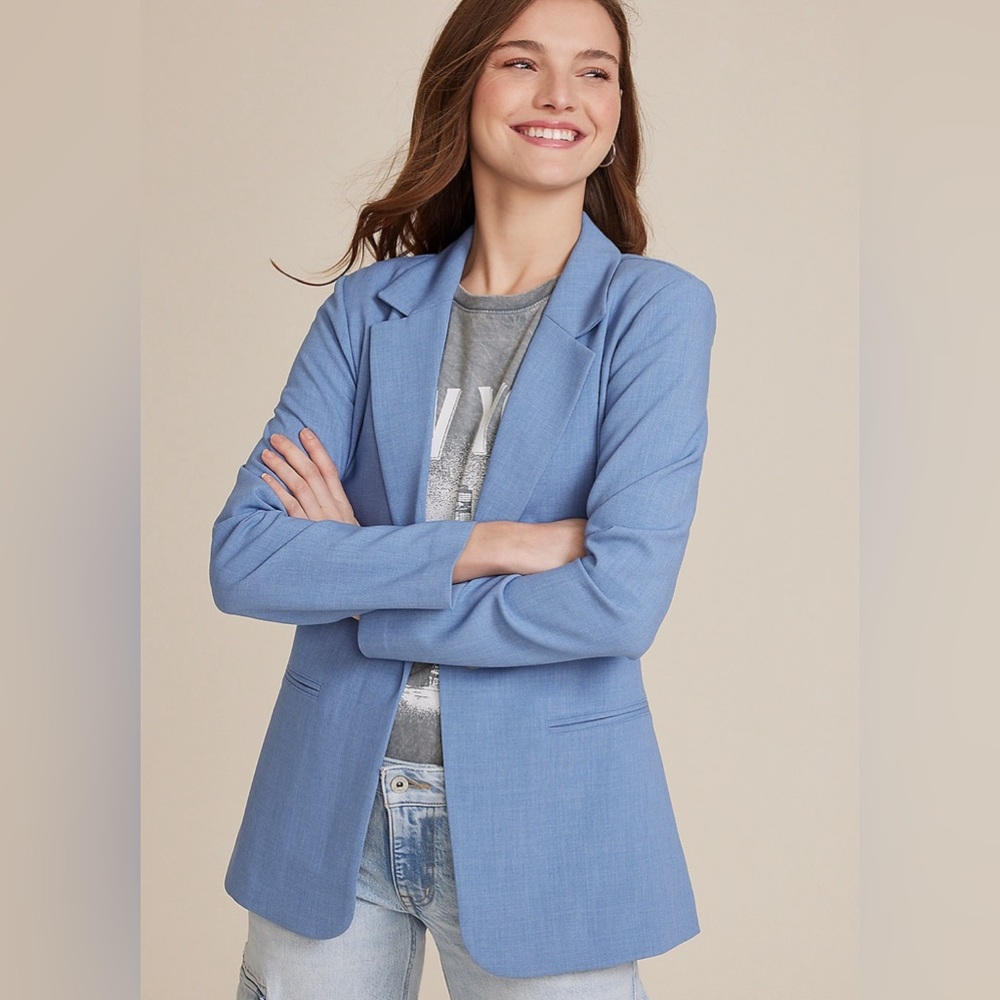 One button boyfriend Light blue blazer